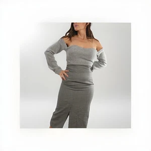 Suéter RtA Mandana Gris Tejido Lana Hombro Descubierto Talla M Minimalista Simple - Imagen 1 de 20