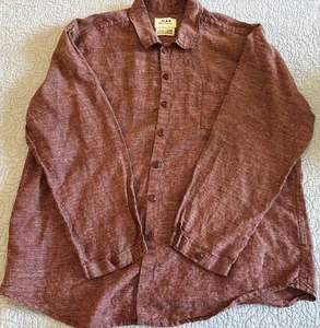 Vintage Flax Linen Medium Jeanne Englehart Pocket Shirt Maroon - Picture 1 of 8