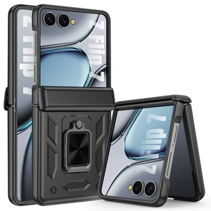 Funda Protectora Samsung Galaxy Z Flip 7 Ultra Afilada Armadura, Anillo Ventana Deslizante - Imagen 1 de 22