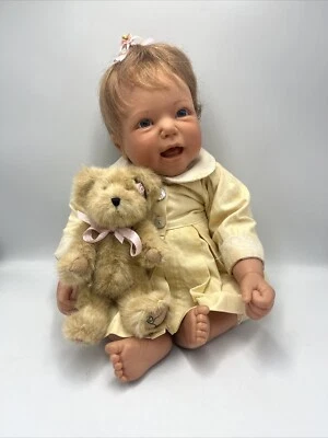 Reva Schick OOAK Blonde Baby Girl Toddler Reborn Doll Rooted Hair Antique Dress - Image 1 of 4