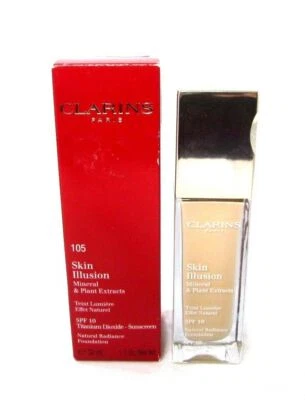 CLARINS Skin Illusion SPF 10 Natural Radiance Foundation 105 NUDE 1.1 oz NIB - Image 1 of 3