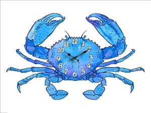 Crab Clock Die Cut 15" Wood Wall Clock Ocean Beach Nautical Tropical New - Picture 1 of 5