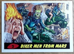 2015 Mars Attacks Occupation Heritage Card 2 BIKER MEN FROM MARS. New Top Loader - Picture 1 of 3