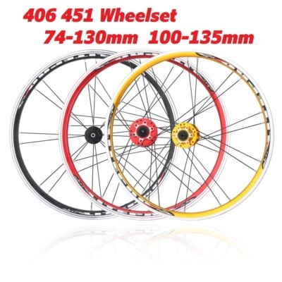 20inch 406 451 Faltrad Radsatz 74 130mm/100 135mm Vorne Hinten BMX Räder - Bild 1 von 4