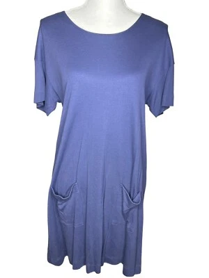 Vestido recto gris púrpura Lacoste salón caftán 38 cuello redondo botones espalda nuevo con etiquetas $185 Foto 1 de 4