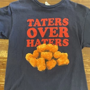 Taters Over Haters Kids T Shirt Size XL Blue - Picture 1 of 2