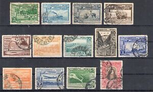 1936-37 Peru - Airmail - Yvert no. 16/28 - Ordinary Series - 13 Values - Used