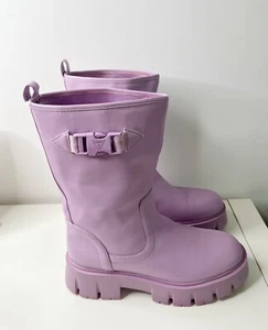 Guess Women's Lilac Purple Violet Chunky Block Heel Monogram designer Boots - Picture 1 of 7