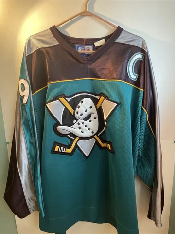 Vintage Starter Anaheim Mighty Ducks #9 Paul Kariya NHL Hockey Jersey Size XL Cover