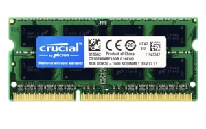 RAM Crucial CT102464BF160B DDR3L 8Go 1600Mhz 1.35v 12800 SODIMM Laptop neuve - Bild 1 von 7
