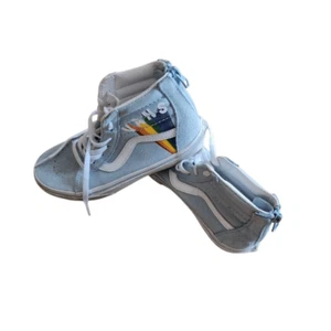 Vans girls Sz 1 light blue Hi top suede Rainbow shoes - Picture 1 of 6
