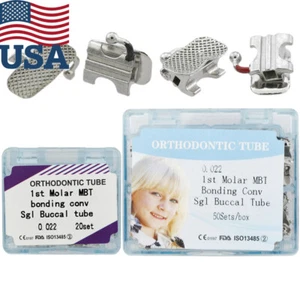 Orthodontic Convertible Buccal Tubes Bondable MBT 0.022 1st Molar Single Tube - Picture 1 of 17