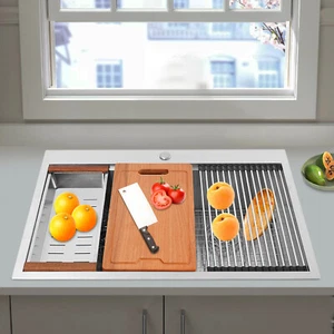 Kitchen Sink, Stainless Steel Kitchen Sink, Double-Bowl Kitchen Sink - Silver - Picture 1 of 20