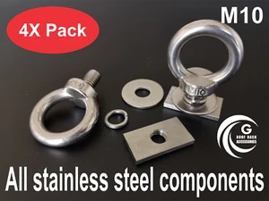 Eye bolt tie down kit for T & C Rhino Thule Yakima Pro Rola roof rack M10X4 - Foto 1 di 3