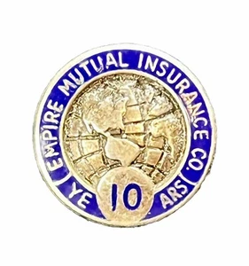 Vintage Sterling Silver EMPIRE MUTUAL INSURANCE Co 10 Year Service Award Pin - Picture 1 of 8