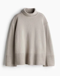 H&M Rollkragenpullover Kaschmirmischung Oversize. Neu mit Etikett. XS. Helltaupe - Bild 1 von 9