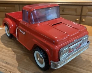 Vintage 1950s Buddy L Stepside Red Pressed Steel Pickup Truck Toy 6”x13” 15x33cm - Bild 1 von 8