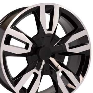 5620 Black Machined 5 Spoke 22 inch Wheel Fits GMC Chevy Cadillac - Picture 1 of 6