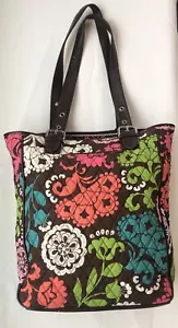 Vera Bradley LOLA Bolso de Mano Grande Bolso de Hombro - Correas de Cuero e Parte Inferior - Imagen 1 de 15