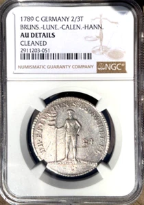 1789 C German States Brunswick Luneburg Calenberg 2/3 Taler 24 MG NGC AU Germany - Picture 1 of 2