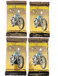 HARLEY DAVIDSON MOTORCYCLES 4 nuove carte collezionabili sigillate in fabbrica confezioni 40 carte NOS - Foto 1 di 11