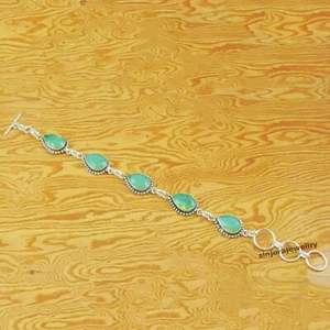Pacific Opal Gemstone 925 Sterling Silver handmade Adjustable Bracelet 7" to 8" - Picture 1 of 4