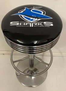 CRONULLA SHARKS FOOTBALL CLUB PREMIUM BAR STOOL ADJUST HEIGHT NRL - Picture 1 of 9