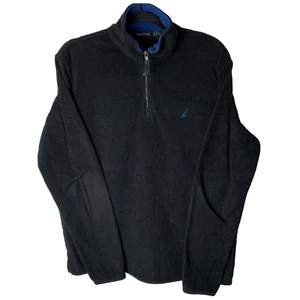 Nautica Men's Black Medium Weight Fleece 1/4 Zip Pullover Size Medium M - Picture 1 of 10