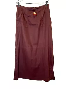 Gonna donna Giorgio Fiorlini misto lino marrone maxi boho anni 90 Y2k taglia 14 - Foto 1 di 11