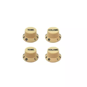 2T 2V ST Guitar Knobs Volume & Tone Control Knobs Cream with black number - Picture 1 of 9