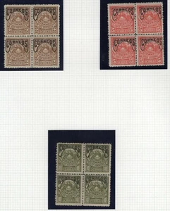 CHILE 1904 Telegraph MH Huemul WITH TAIL block of 4 2 & 10c MNH 5c 2 MNH 2 MLH - Picture 1 of 2