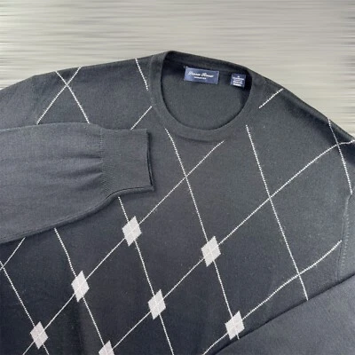 Linea Rossa Sweater Mens XL Signature Argyle Diamond Merino Wool Patrick Assaraf - Image 1 of 4