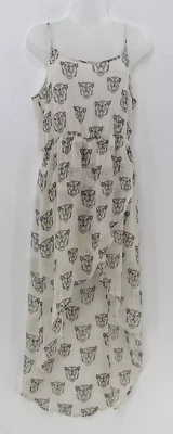 Divided H&M 象牙色内衬雪纺老虎印花高低绑带连衣裙 12 码有缺陷 — 第 1/4 张图片