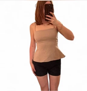 Women's FOREVER 21 Size Medium Pleated Peplum Tank w/ Adjustable Straps - Picture 1 of 5