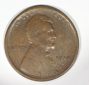 1914 D Lincoln Wheat Penny, Key Date, Fine - Bild 1 von 3