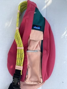 KAVU sling rope strap backpack pink green yellow - Picture 1 of 12