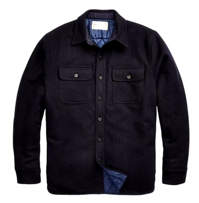 RRL Ralph Lauren Azul Marino Acolchado Lana Sobrecamisa Chaqueta-HOMBRE-S Foto 1 de 4