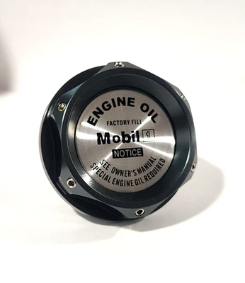 TAPA DE ACEITE DE MOTOR GUNMETAL MOBIL 1 PARA HONDA ACURA CIVIC CR-V CUPÉ BILLET NUEVO JDM Foto 1 de 3