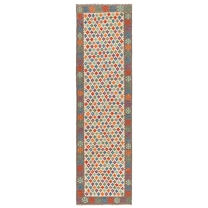 Kilim Afghan 298x83cm Handwoven Oriental Rug Kilim Wool Carpet Rug Runner - Picture 1 of 10