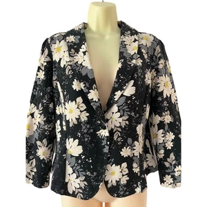 Candie’s Floral Print Knit Blazer Jacket 3/4 sleeve Size XL - Picture 1 of 9