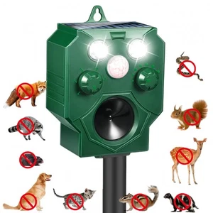 Solar Ultrasonic Animal Repeller Outdoor Deer Repellent with Alarm Sound & Li... - Picture 1 of 9
