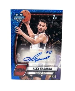 Alex Karaban (RC) #100 UCONN 2024-25 Bowman Cromo U Azul Brillo Automático/35 - Imagen 1 de 2