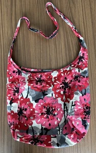 Thirty-One (31) Inside Out Crossbody Hobo bag bold bloom & black & White pin dot - Picture 1 of 7