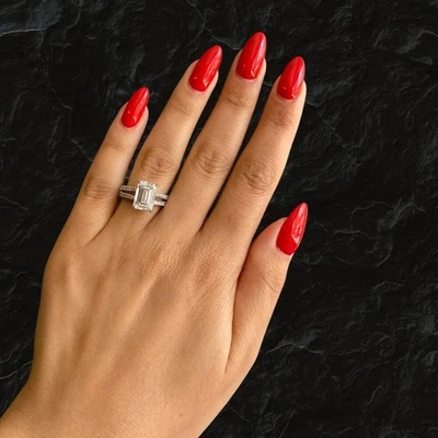 Engagement  14K White Gold Ring 4.50 Ct Emerald Cut IGI Lab Created Diamond - Image 1 of 4