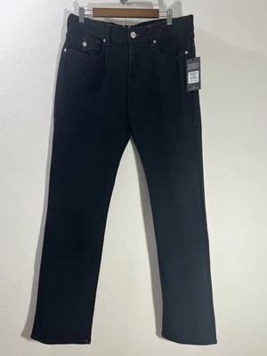 Pantalones de mezclilla rectos relajados con solapa True Religion Ricky SN para hombre 34x34 negros 700314 nuevos con etiquetas Foto 1 de 4