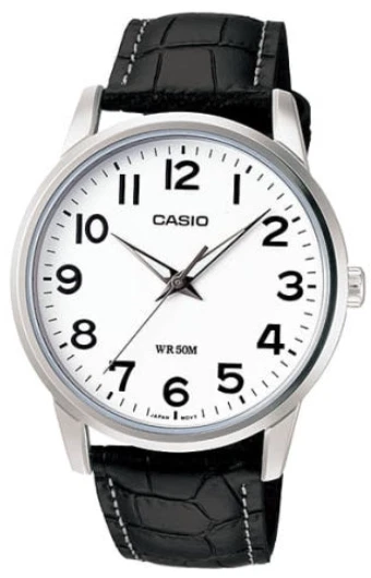 Reloj Hombre CASIO MTP-1303L-7B Analógico Correa Cuero Blanco Negro Original/Seguimiento Foto 1 de 1