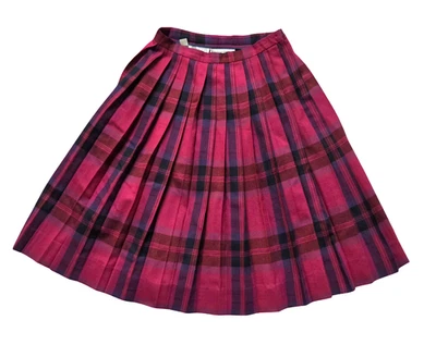 Falda plisada vintage Evan-picone 14 lana engordada rosa EE. UU. falda midi años 70/80 Foto 1 de 4