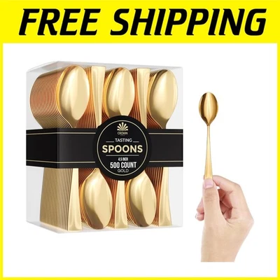 Elegant Mini Gold Dessert Spoons - 500 Pack Disposable - Image 1 of 4