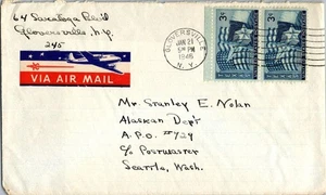 Gloversville New York to APO 729 (Shemya Island, Alaska) 1946 with 3 page letter - Picture 1 of 4