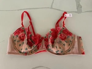 Victoria’s Secret DREAM ANGELS Balconette Bra Floral Embroidered Mesh 36B NWT - Picture 1 of 3